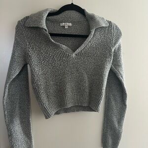 Cloud Chaser Heather Gray V-Neck Sweater